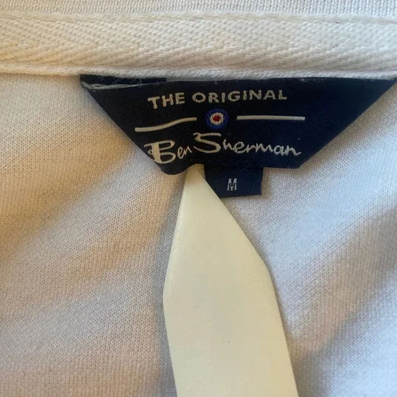 Ben Sherman Mens Track Jacket White Blue Stripe Full Zip Size M - Picture 3 of 4